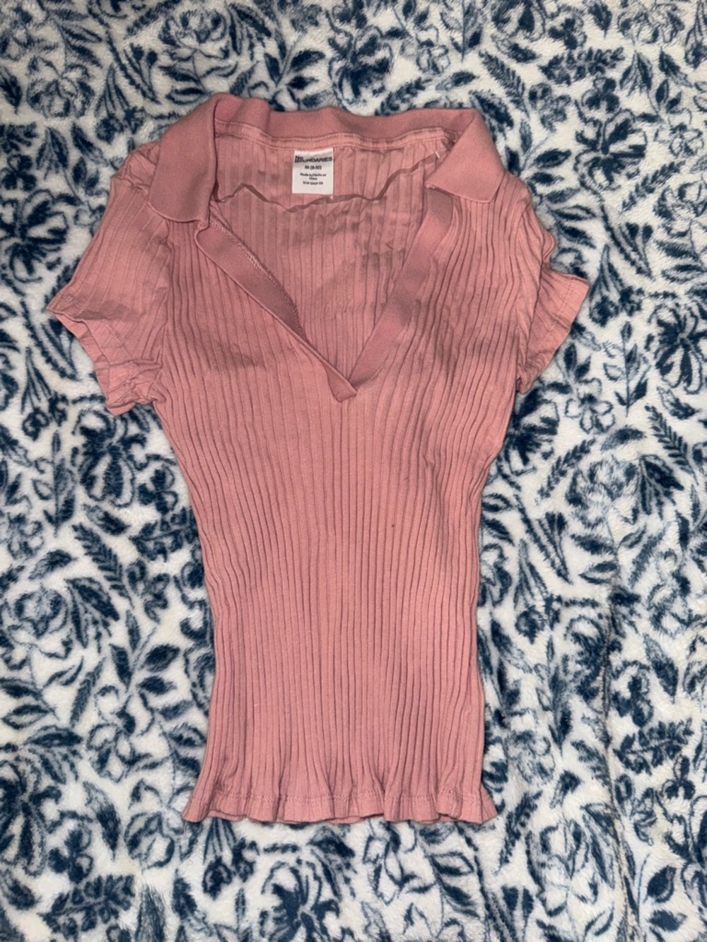 No Boundaries Dusty Rose Ribbed Polo Top